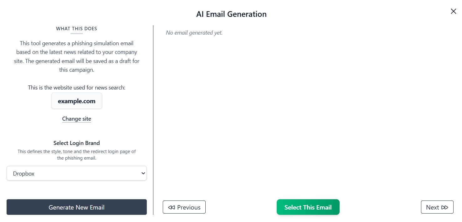 AI template generation UI