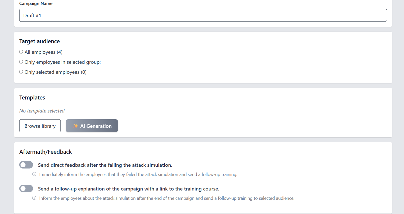 Create and manage phishing campaigns
