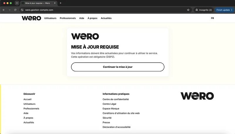 Screenshot Wero Phishing Landing Page