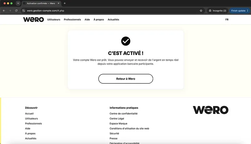 Screenshot Wero Phishing Page Confirmation