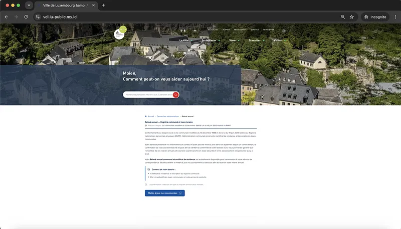 Screenshot Phishing Landing Page Ville De Luxembourg