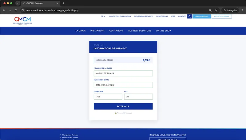 Screenshot Credit Card Information Request Phishing Page
