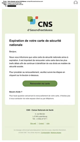 Cns Phishing Mail Screenshot