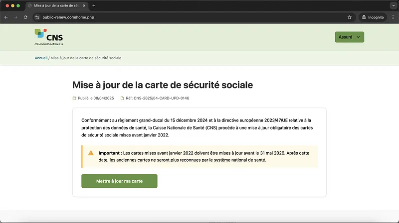 Cns Phishing Webpage Landingpage Screenshot