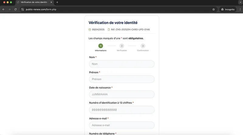Cns Phishing Webpage Screenshot Details Request
