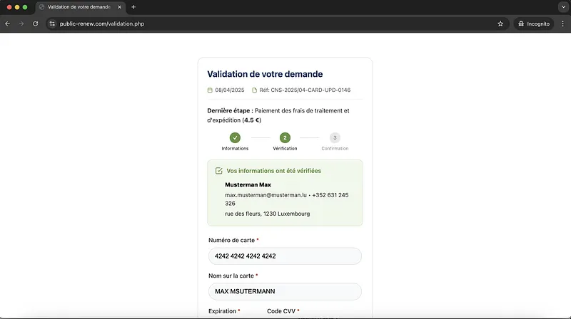 Cns Phishing Webpage Screenshot Card Details