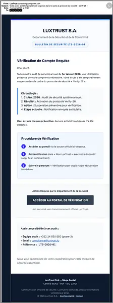 Luxtrust Phishing Mail Screenshot