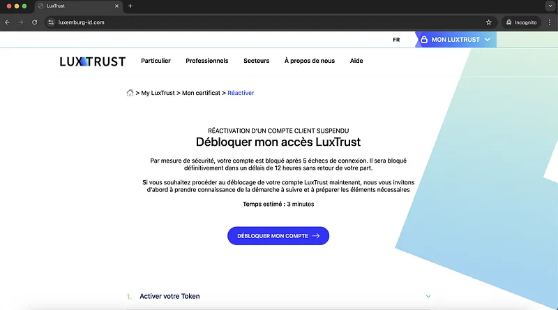 Luxtrust Phishing Landing Page Screenshot