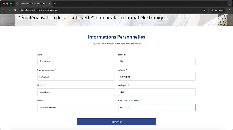 Screenshot Phishing Webpage Myguichet Requesting Informations