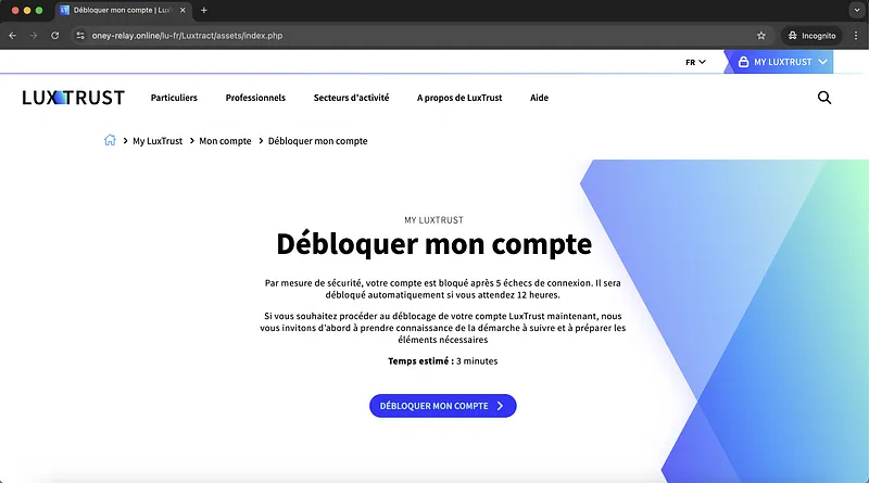 Luxtrust Phishing Landing Page Screenshot