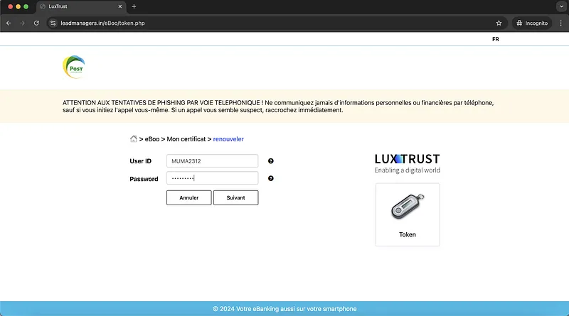 Eboo Luxtrust Credentiels Request Screenshot