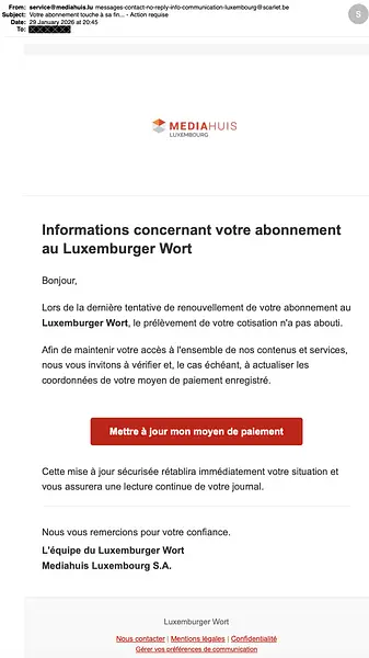 Mediahuis Email Screenshot