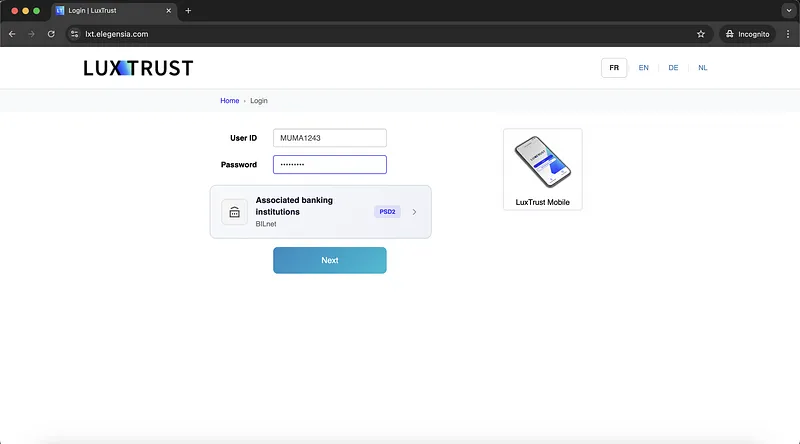 Luxtrust Phishing Luxtrust Credentials Request Screenshot