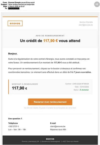 Screenshot Phishing Mail Enovos