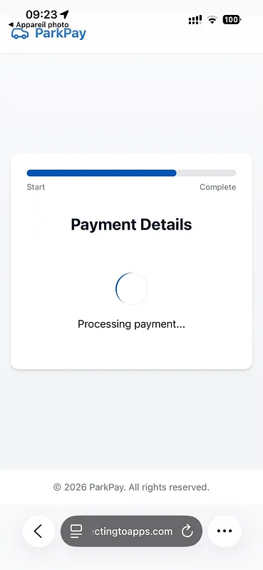 Park Pay Scam Payment Details Screen
