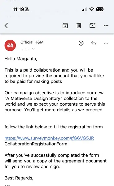 Mail Phishing Influencer Scam Screenshot
