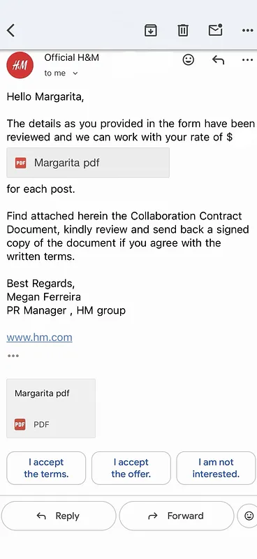 Mail Phishing Influencer Scam Screenshot